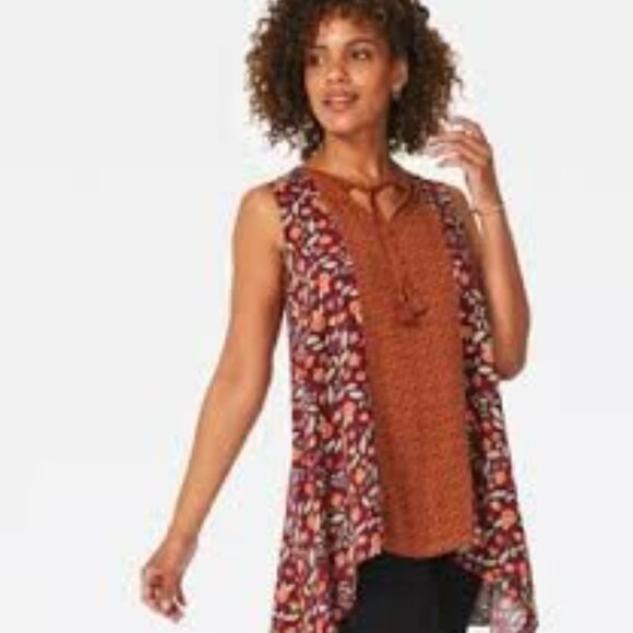 Matilda Jane Floral Sleeveless Tunic Top Rust Size Large Soft Tomato Girl Summer - Picture 1 of 11